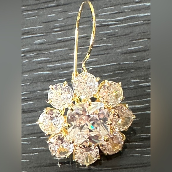 🎁Huge 24.6 ctw lab White Sapphire Flower Drop Earrings.  Art Deco vintage style - Picture 9 of 15